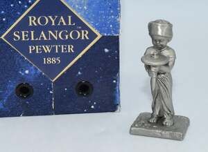 Vintage Selangor Pewter Figurine Boy with Top Miniature Sculpture Decor